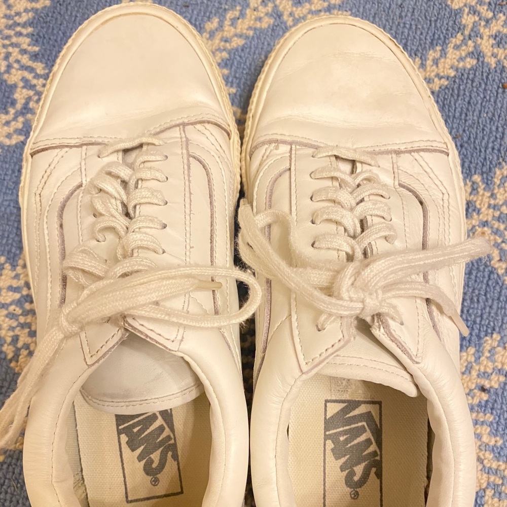 white leather low top vans